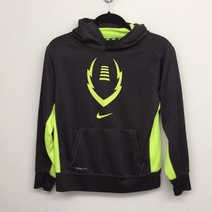 Nike gray football hoodie with green details